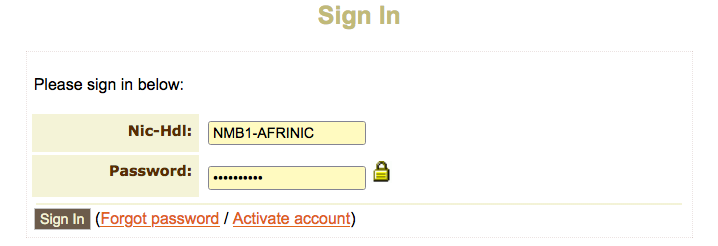 Figure 1: Login on MyAFRINIC Image
