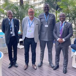 From Left: Mr Pierre Dandjinou, VP, Stakeholder Engagement - Africa- ICANN, Mr Goran Marby, President and CEO, ICANN, Mr Eddy Kayihura, CEO AFRINIC and Mr Arthur N'guessan, Head of Stakeholder Development, AFRINIC, during the WTDC
