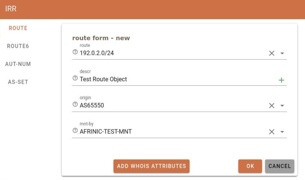 new route form